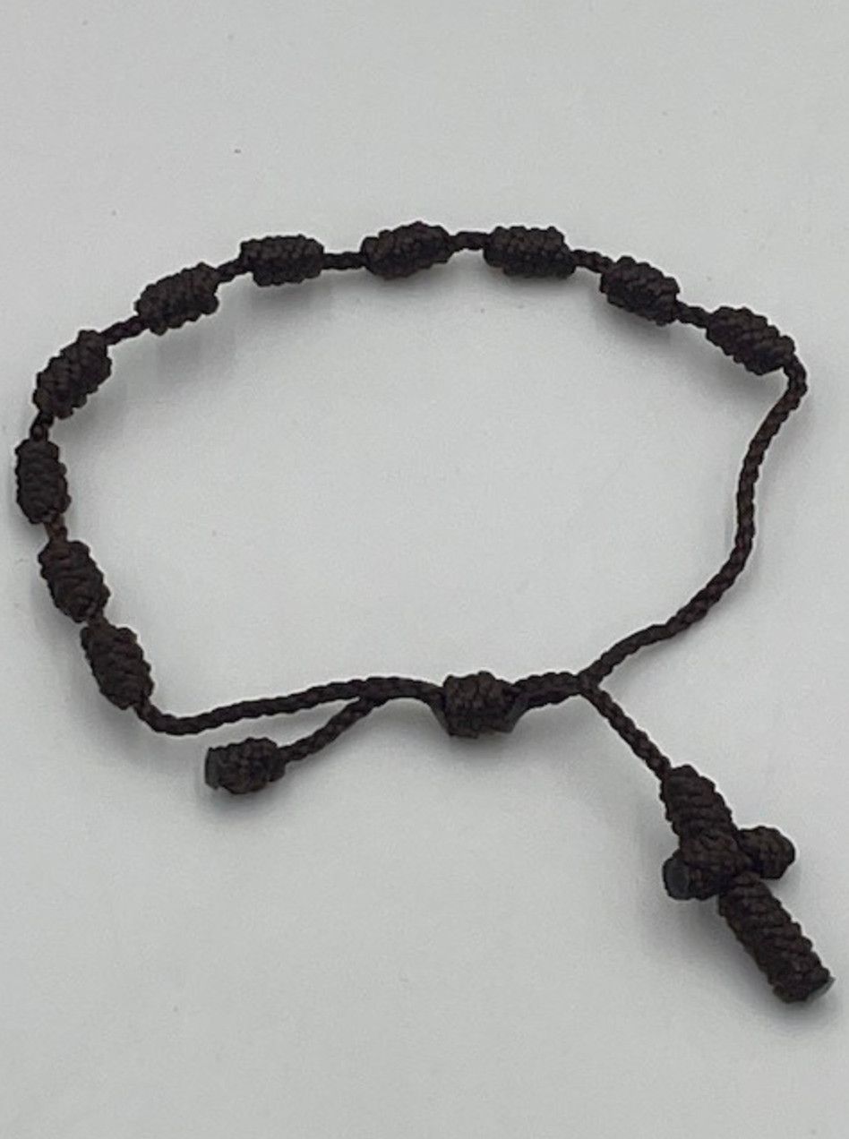 Corded Rosary Bracelet with Slipknot, Color: brown