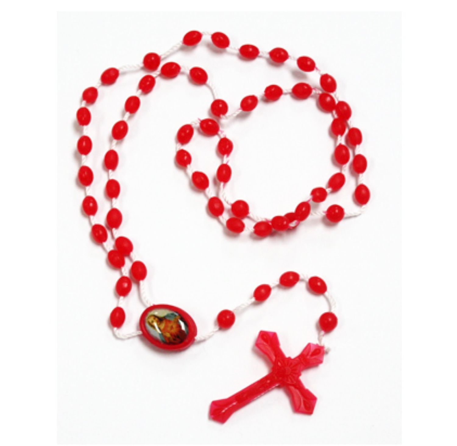Sacred Heart of Jesus Red Plastic Rosary