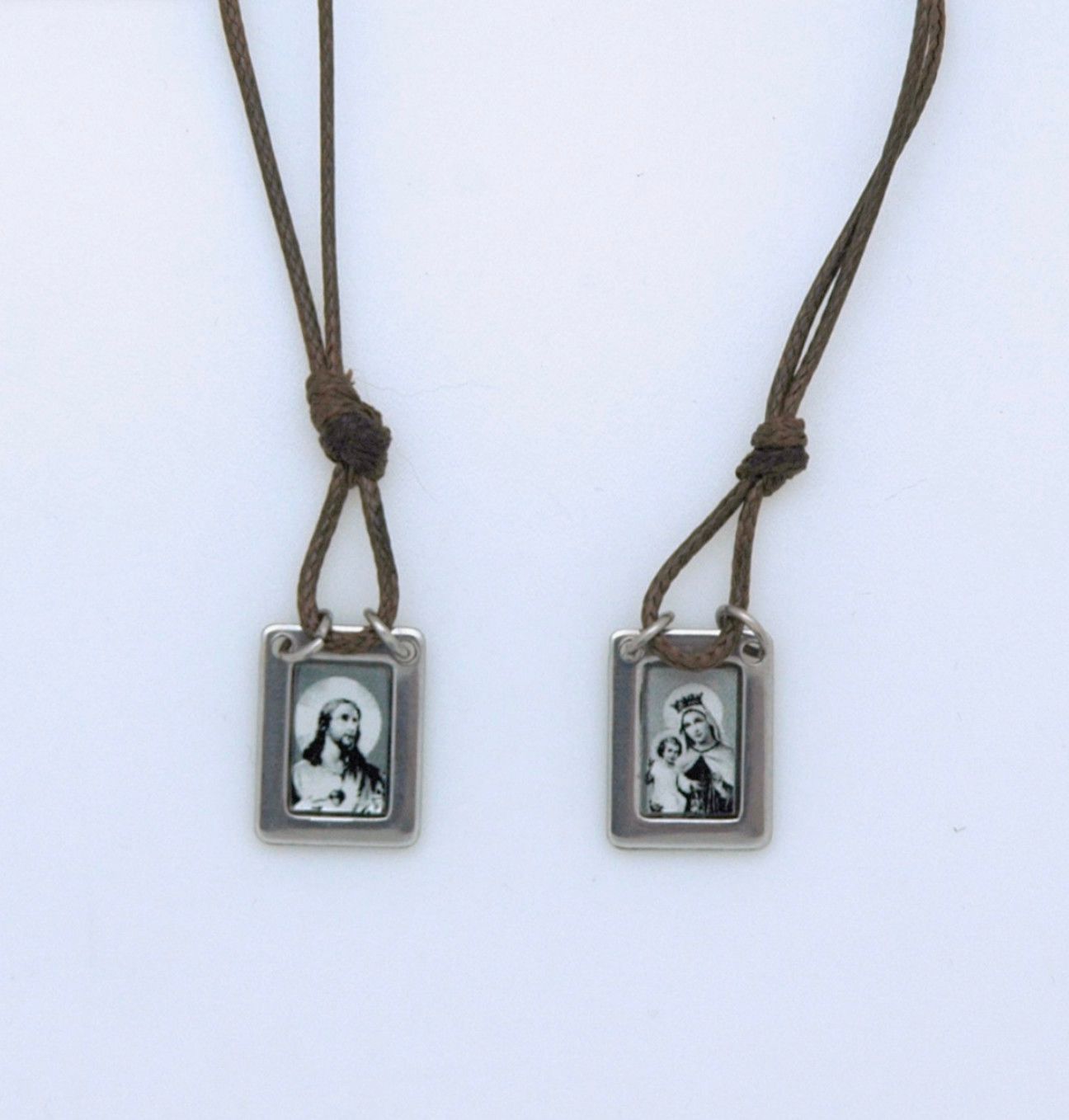 Brazilian scapular, metal on cord OL Mt Carmel/SHJ