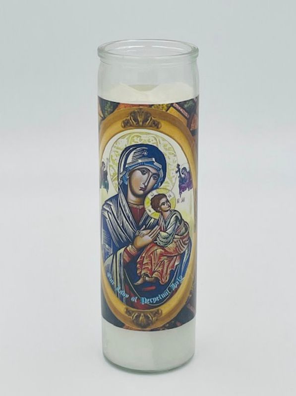 Our Lady of Perpetual Help Glass Container Candle