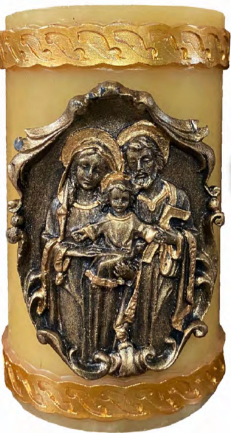 Beeswax Cirio Candle- Holy Family 6.5 x 4&quot;