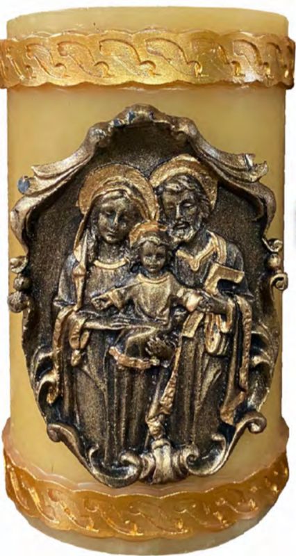 Beeswax Cirio Candle- Holy Family 6.5 x 4&quot;