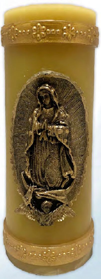 Beeswax Cirio Candle- Our Lady of Guadalupe 8.25 x 3.25&quot;