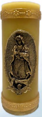 Beeswax Cirio Candle- Our Lady of Guadalupe 8.25 x 3.25&quot;