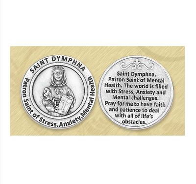 St Dymphna pocket prayer token/coin
