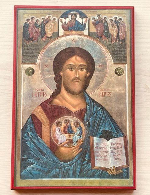 Rublev Trinity at the Heart of Christ - custom mounted icon 12&quot; x 8&quot;