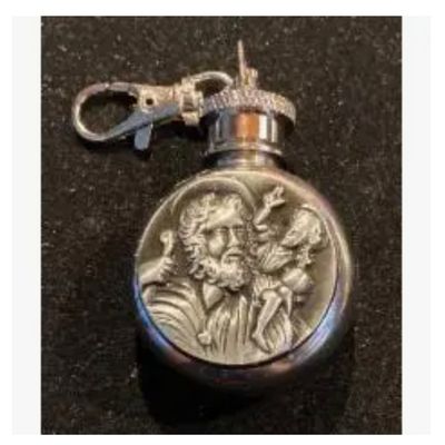 Saint Christopher Stainless Steel Holy Water Flask