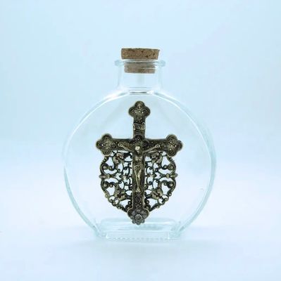 Glass Holy Water bottle with Crucifix