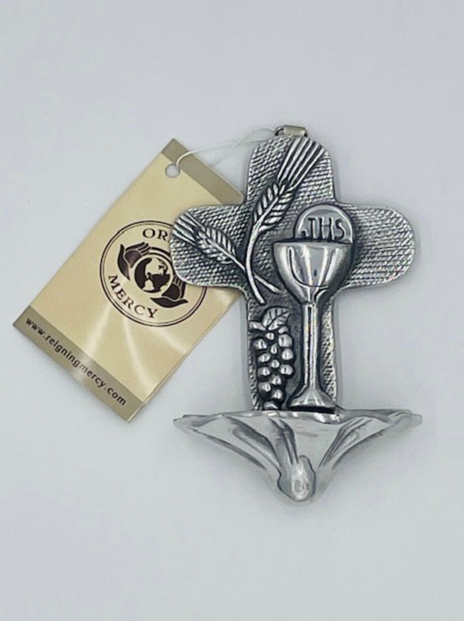 Handmade Pewter 1st Holy Communion Holy Water Font