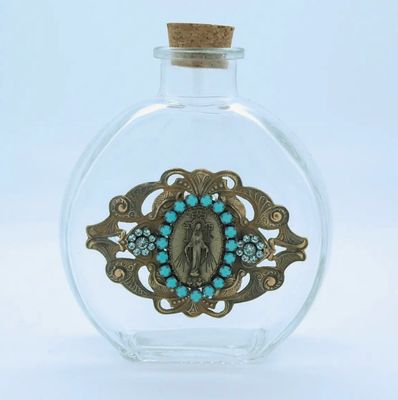 Miraculous Medal Vintage Glass Holy Water Bottle