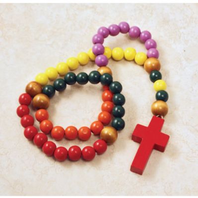 Children&#39;s Rosary Multi-Colored Wood Beads
