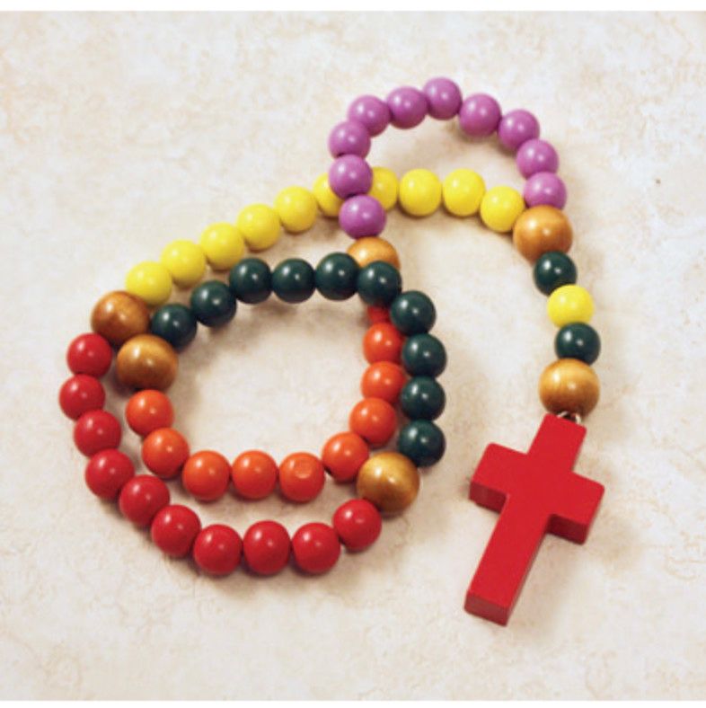 Children&#39;s Rosary Multi-Colored Wood Beads