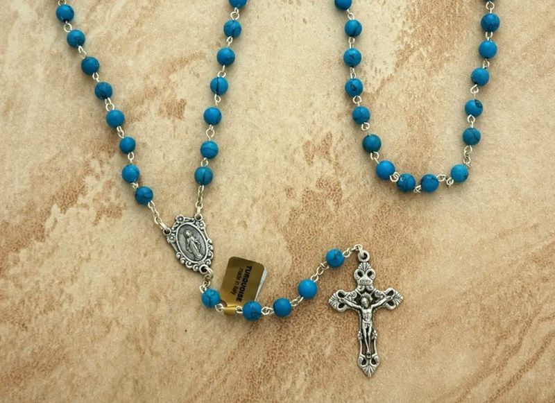 Italian Turquoise Rosary 6mm