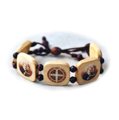 St Benedict Natural Wood Bracelet