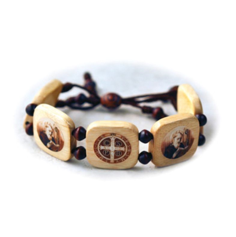 St Benedict Natural Wood Bracelet