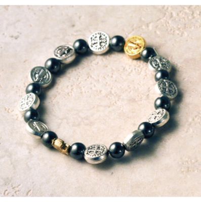 Stretch Fit Bracelet with 9mm St Benedict Medallions
