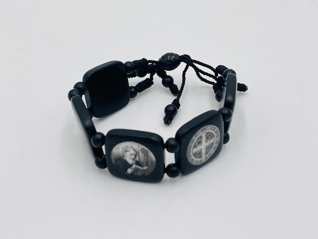St Benedict Black Wood Bracelet