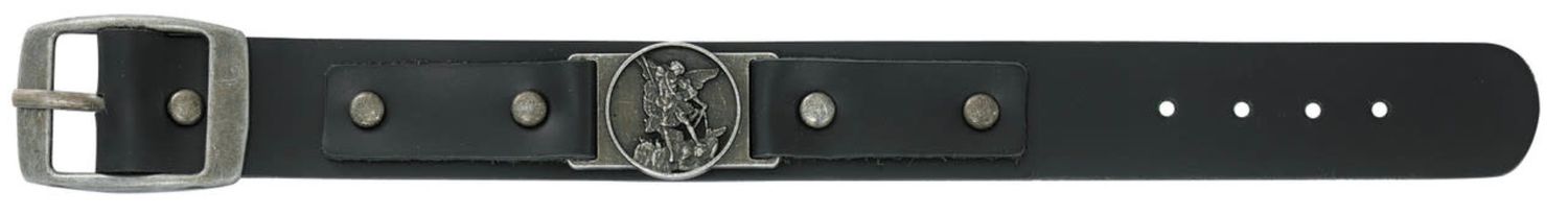St Michael Pewter + Leather Wristband