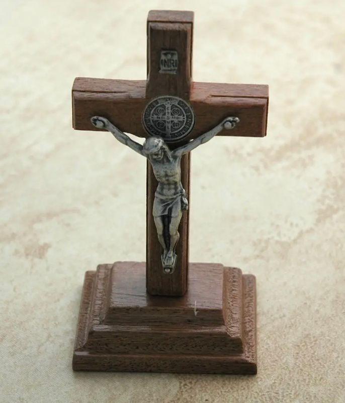 Benedict Medal Small Standing Wood Crucifix
