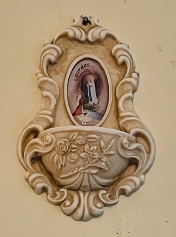 Our Lady of Lourdes Resin Holy Water Font