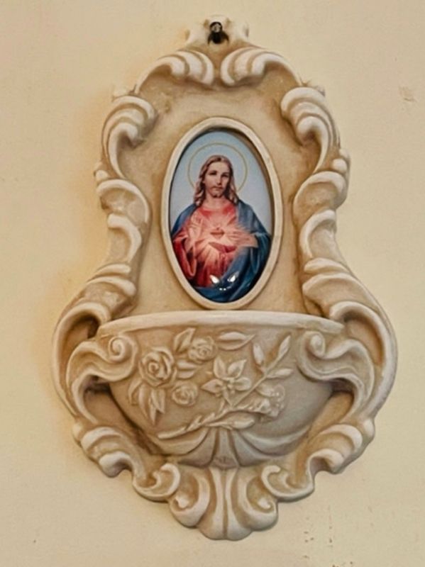 Sacred Heart of Jesus Resin Holy Water Font
