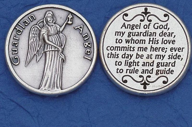 Guardian Angel pocket prayer token/coin