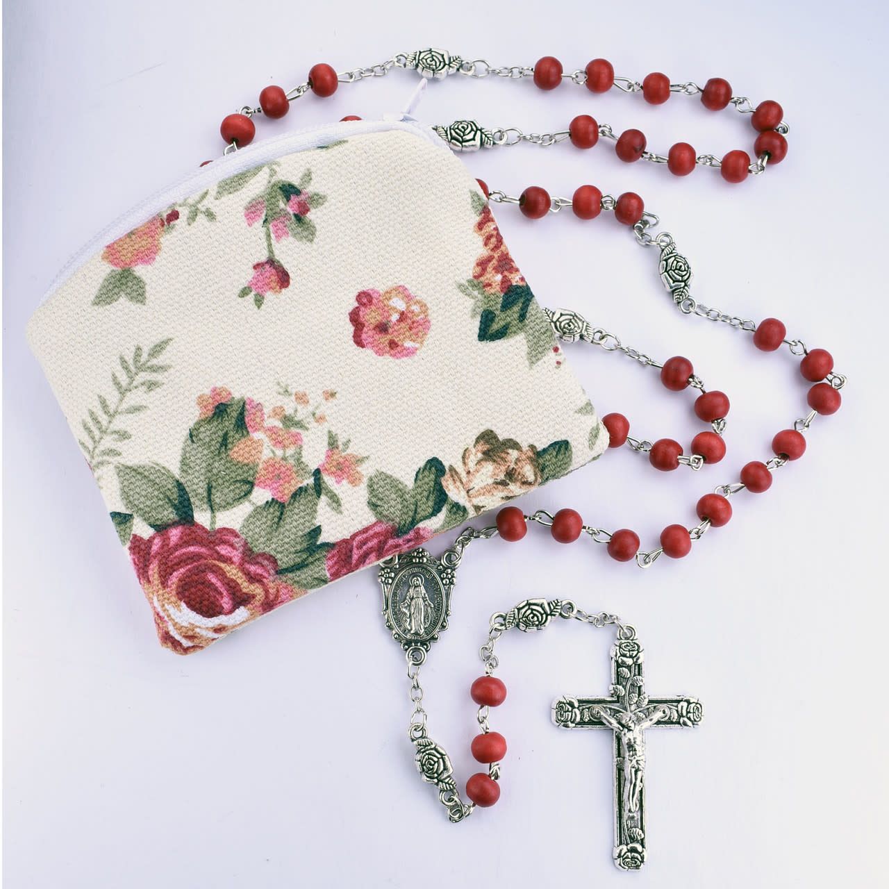 Rose Scented Rosary + Pouch