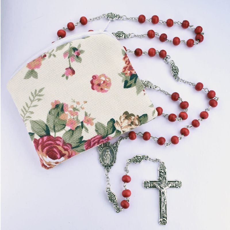 Rose Scented Rosary + Pouch