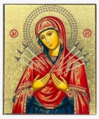 Virgin Mary with Seven Swords Mini Silk Screen Travel Icon