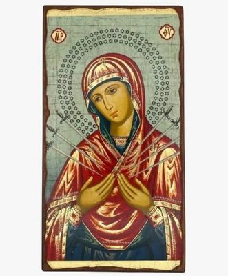 Virgin Mary with Seven Swords Silk Screen Icon