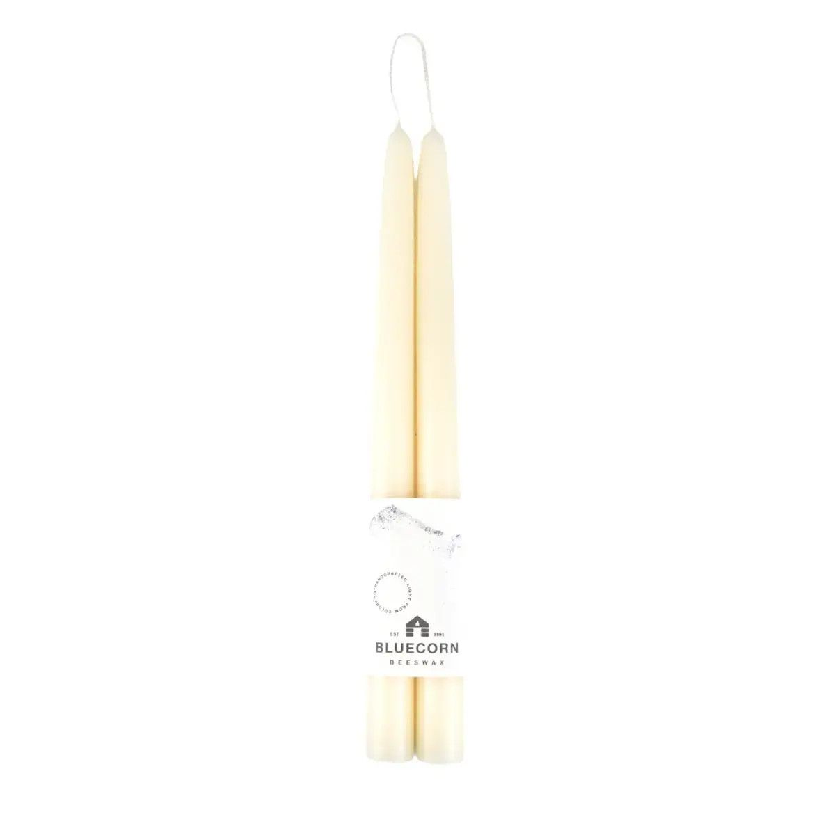 Pair of Hand-Dipped Beeswax Taper Candles - 12&quot; Ivory