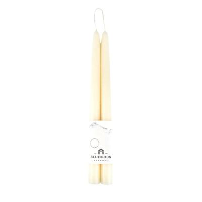 Pair of Hand-Dipped Beeswax Taper Candles - 12&quot; Ivory