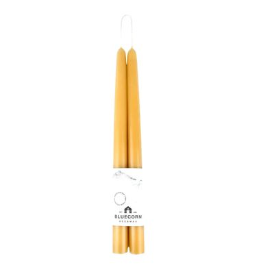 Pair of Hand-Dipped Beeswax Taper Candles - Raw