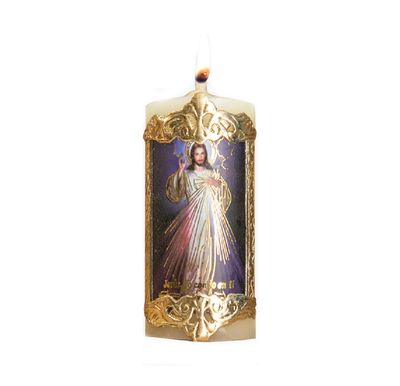 Divine Mercy Cirios Candle 3.15&quot; x 1.8&quot;