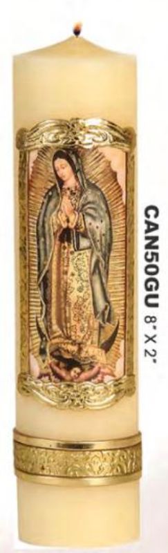 Guadalupe Cirios Candle 8&quot; x 2&quot;