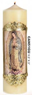 Guadalupe Cirios Candle 9.5&quot; x 3&quot;