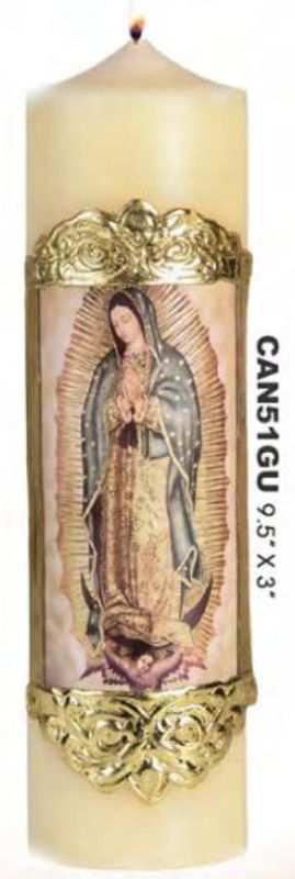 Guadalupe Cirios Candle 9.5&quot; x 3&quot;