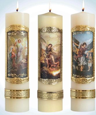 Archangel Cirios Candle Set  8&quot;x 2&quot;