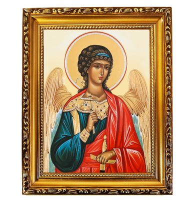 Guardian Angel Foil Icon in Wooden Gold Frame