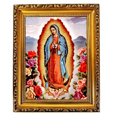 Our Lady of Guadalupe Foil Icon in Wooden Gold Frame