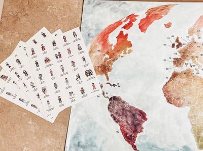Saints Around the World Map &amp; Sticker Set