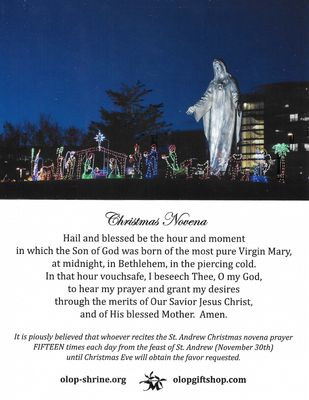 Our Lady of Peace Christmas Novena Prayer Card