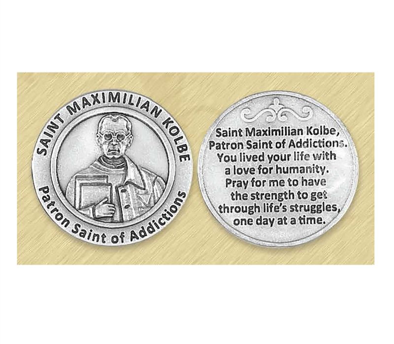 St Maximilian Kolbe pocket prayer token/coin