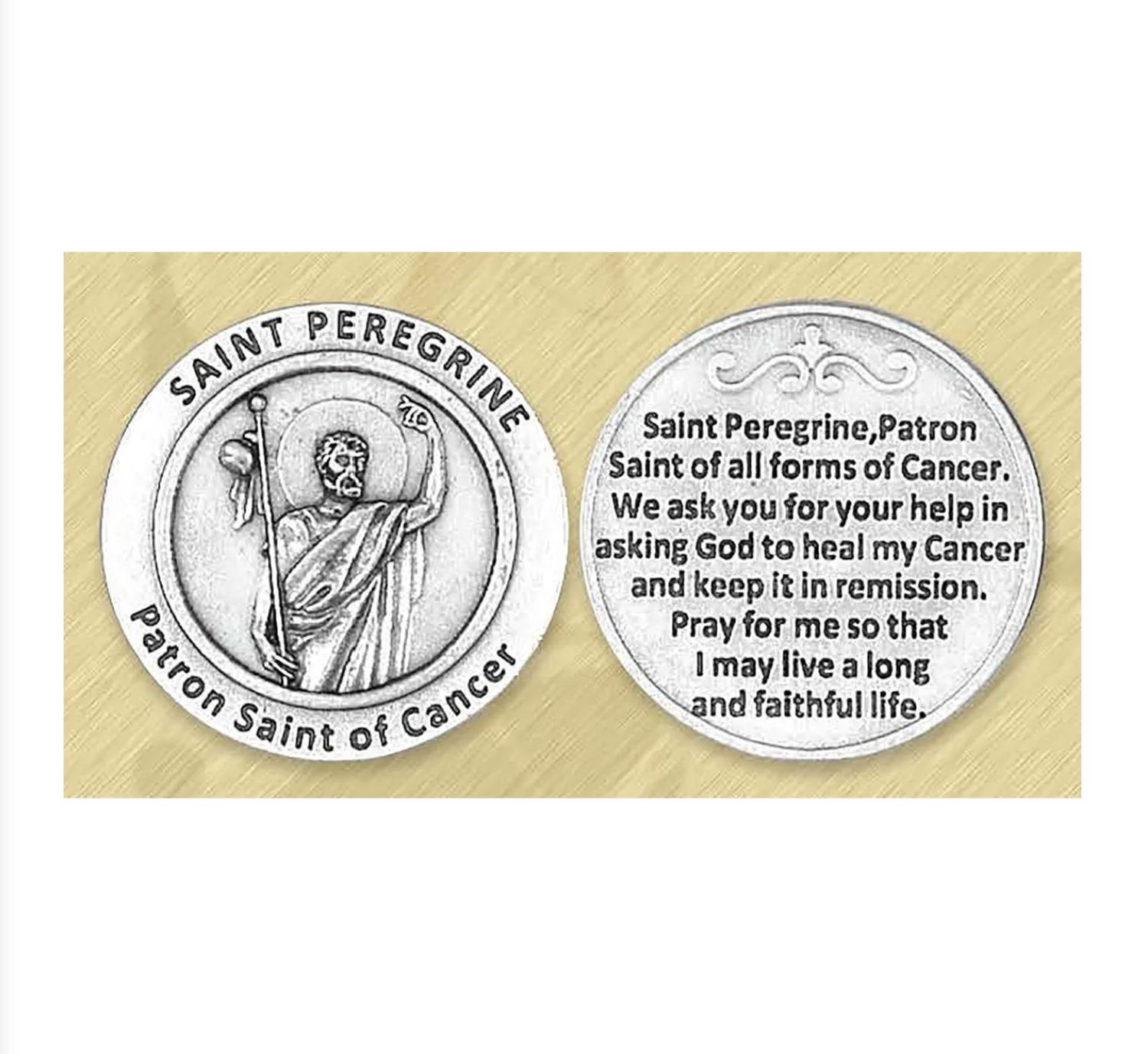 St Peregrine pocket prayer token/coin