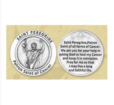 St Peregrine pocket prayer token/coin