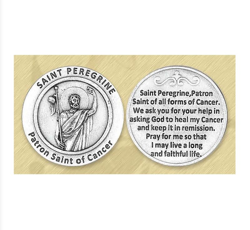 St Peregrine pocket prayer token/coin