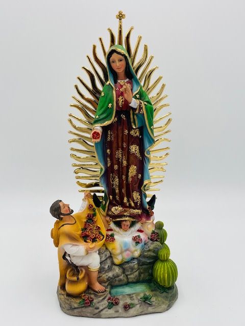 Virgin of Guadalupe Statue with Juan Diego radiance in box 12&quot; *