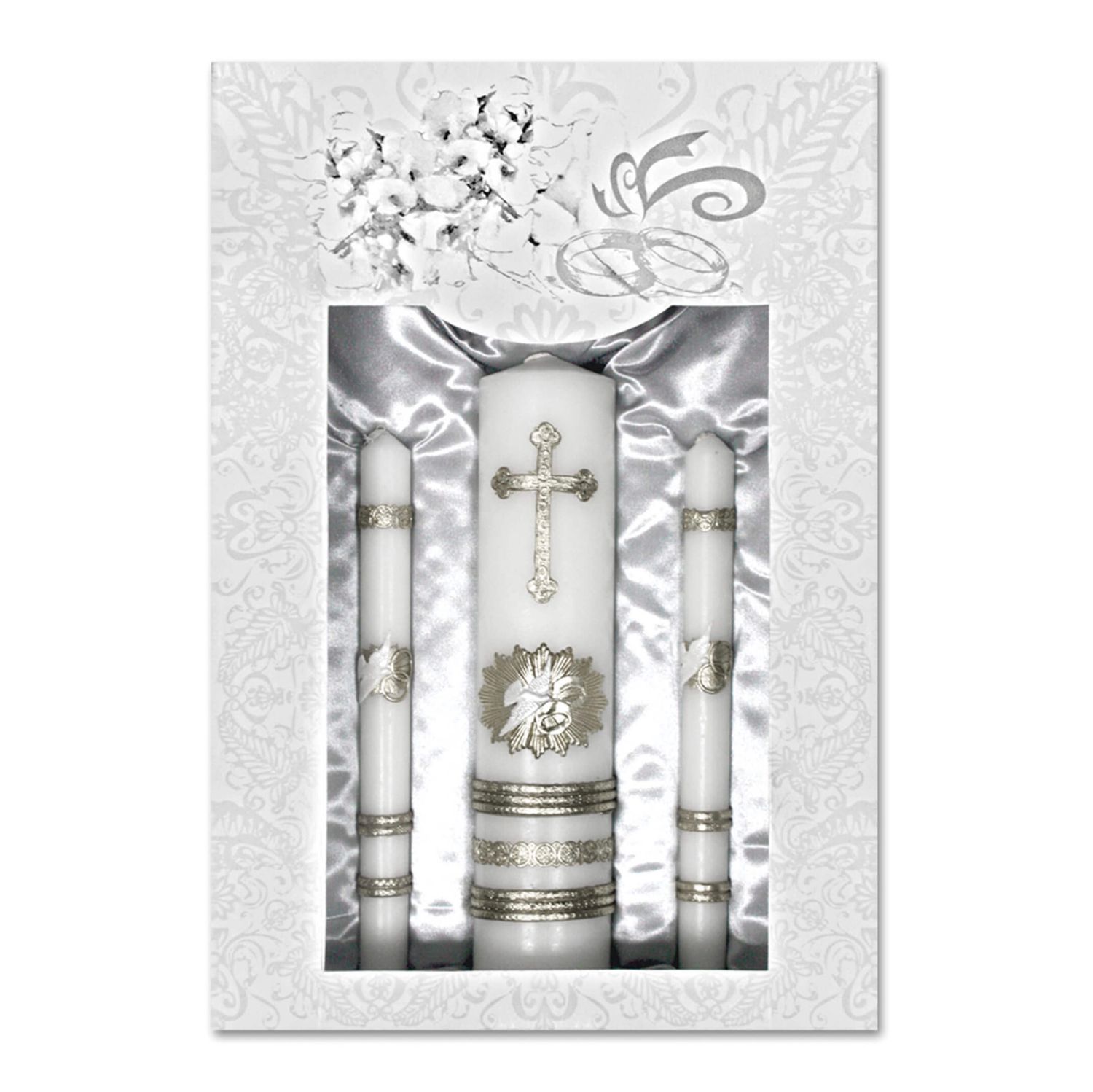 Wedding Unity Candle Set with Silver Base Candle Set (4pcs)
