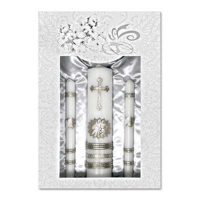 Wedding Unity Candle Set with Silver Base Candle Set (4pcs)