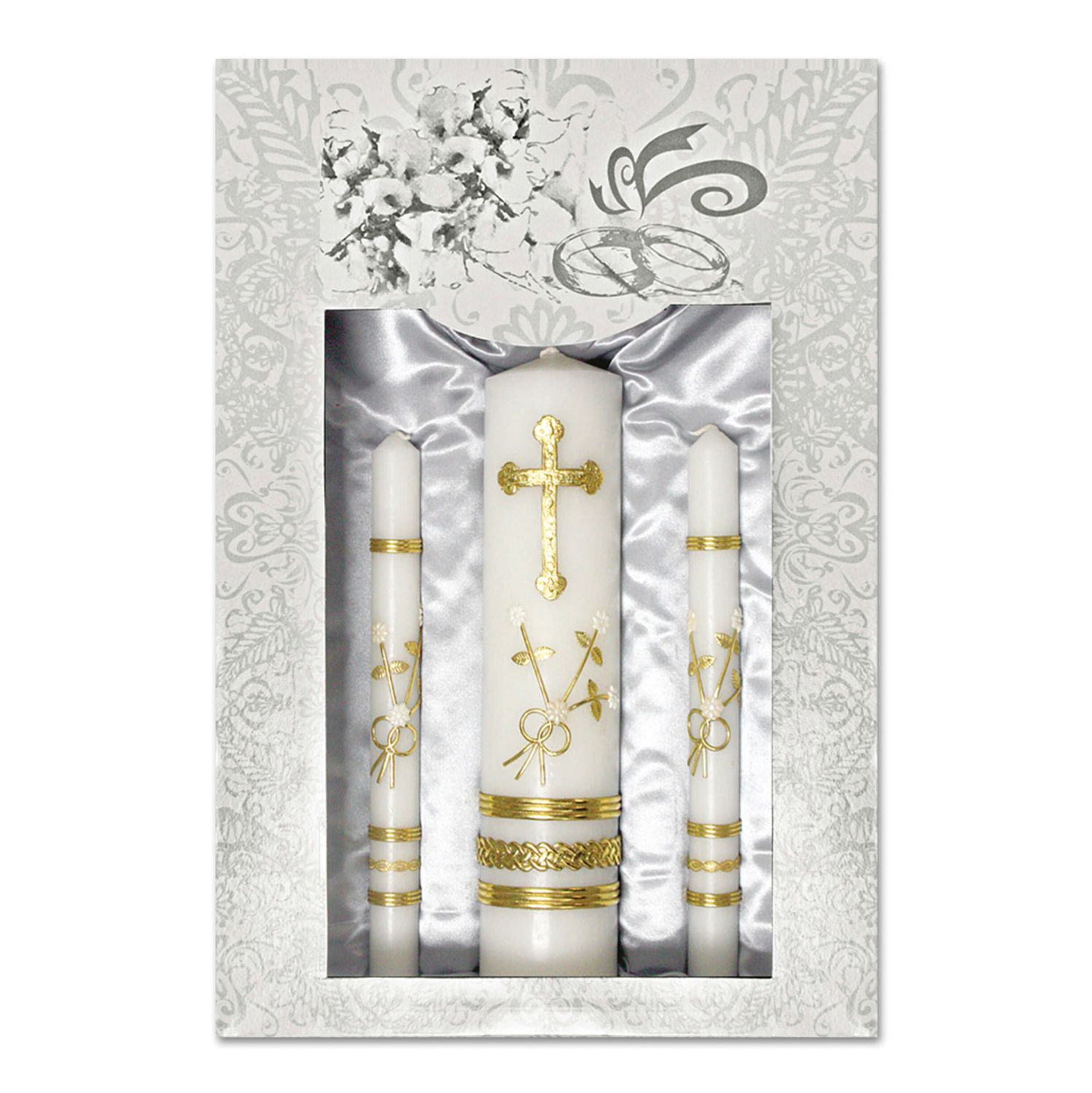 Wedding Unity Candle Set with Gold Base (4pcs)